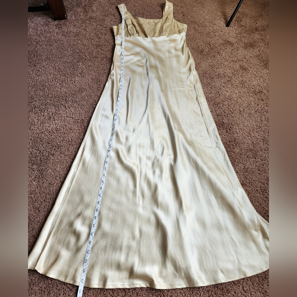 Vintage Be Smart Velvet Jaquard Floral Satin Gown In Champagne Women's M - Picture 11 of 16